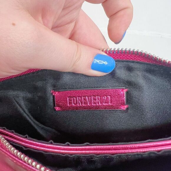 NWOT Forever 21 Pink Metallic Crossbody Faux Leather Shoulder Bag Adjustable - Picture 5 of 7